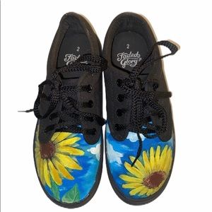 Kids shoes-hand painted-sunflowers
